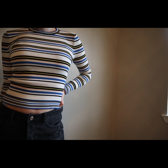 Striped long sleeve shirt retro looking - Picture 2 of 3